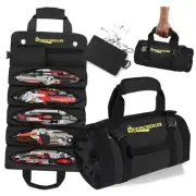 Tool Roll Bag, Expanded 5 Compartments and 2 Removable Tool Bags, Black