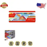 30 Color Neocolor I Water-Resistant Wax Pastels - Artist-Grade Set in Metal Tin