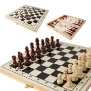 3 in 1 Chess Backgammon Draughts Deluxe Wooden Games Set - Global Gizmos 50740