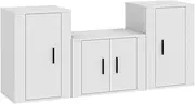 'vidaXL 3 Piece TV Cabinet Set in White Engineered Wood - Wall-Mounted Units for Contemporary Living Rooms with Ample Storage Space