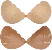 [Generic] Sticky Bra Reusable Backless Dresses Strapless Shell Shape Bra Push Up Invisible Bras