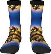 [EdWal] Soft hawaii beach print Moisture Wicking Socks Sports Socks for Men and Women Warm thermal Boot Hiking Socks