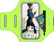 EOTW Jogging Sports Armband - Mobile Phone Holder Arm with Airpods Case for MP3 Player/iPhone 16/15/14/13 Pro Max Galaxy S24+/S23+/S22/S21 (Green, 6.0~6.7 Inches)