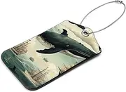 [YTYVAGT] Luggage Tags for Suitcases,Luggage Tag,Backpack Luggage Tags,2-Pc,Watercolor Whale Animal Art Pattern