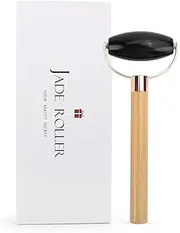 Face Massage Roller Plate Single Heads Jade Roller Natural Jade Stone Massager Eye Facial Neck Thin Lift Relax Slimming Tool-Black jade box