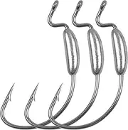 Weighted Hooks for Soft Plastics, 30Pcs Saltwater Swimbait Hook Weighted Extra Wide Gap Hooks Weedless Offset Worm Hooks Soft Plastic Hook