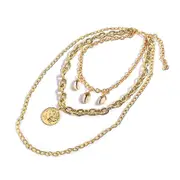 Multilayer 3 Piece Beach Inspired Seashell Charm Layering Gold Necklace
