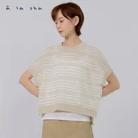 在飛比找momo購物網優惠-【a la sha】兩件式格子透紗針織上衣