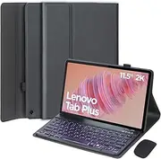 EHLCYS Keyboard Case for Lenovo Tab Plus 11.5 Inch 2024 Release (TB351FU), 7-Color Backlight Detachable Wireless Bluetooth Keyboard, Ultra-Thin PU Folio Stand Cover with Mouse