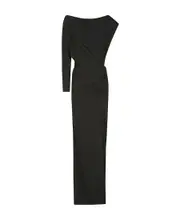 One-word shoulder asymmetrical design dress IT34,IT36 Black