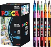 Posca Uni- Paint Marker Pen- Fine Point- Set of 15 (PC-3M15C), red,blue,yellow