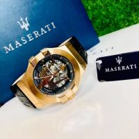 在飛比找蝦皮購物優惠-Maserati 瑪莎拉蒂玫瑰金機械錶  海神大三叉 流行時