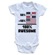 50% Dominican 50% American 100 Awesome Funny Dominican Republic Flag Bodysuit