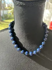 Genuine Blue Lucite Single Strand Necklace /choker HK slow Fashion