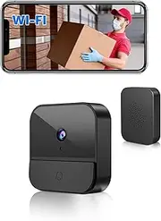 BETTERMO Wireless Video Doorbell with Camera, 1080P WiFi Video Doorbell Security Camera with Built-in Battery, 2.4GHz WiFi, Night Vision/2-Way Audio/Supports SD & Cloud Storage, Includes Chime