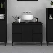 Sink Cabinet Black 80x33x60 cm Engineered Wood,Bathroom Vanity Units 25KG-821277