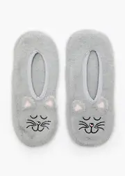 [Taking Shape] Taking Shape Fluffy Cat Slipper Socks in Grey - Women's Accessories Grey