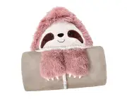 Sloth Wearable Hooded Blanket Flannel Fleece Sherpa Hoodie Throw Cloak Wrap Pink