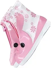 HONMEET Boys and Girls Rain Shoes Cover Rabbit Pattern Rainproof Overshoes Lightweight Rain Boot Covers Zipper (size)