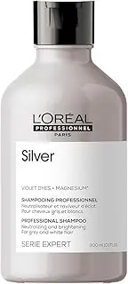 L'Oréal Professionnel Anti-Yellowing Hair Shampoo for White, Grey & Bleached Hair, Purple Pigments, Series Expert, Silver Shampoo, 300 ml