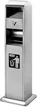Garbage Cans Vertical Silver Fixable Outdoor Ash Pillar Smoking Area Trash can Stainless Steel Cigarette Butt Collection Outside Trash Bin