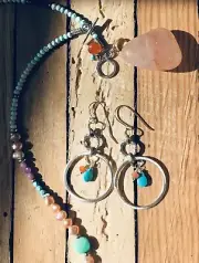 NEW: inspired by Sundance Catalog’s Figure 8 hoops with turquoise & topaz