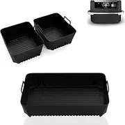 HopeNest Air Fryer Liners Silicone for Ninja Flexi Drawer Air Fryer, AF500UK Reusable Air Fryer Accessories Large Air Fryer Inserts, 1X10.4L and 2x5.2L (3 Packs- Black)