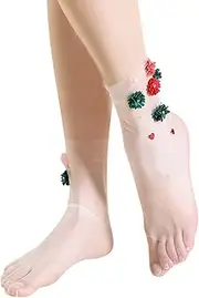 [Generic] Women's Sheer Socks Trendy Sexy Mesh Lace Ankle High Nude Stocking Summer Cool Silk Thin Sock Teen Girls Streetwear