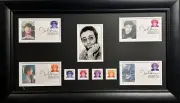 John Lennon Beatles Custom 29x17 Collage w/ USPS First Day Cover Stamp Display