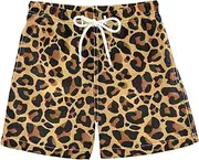 [Aflyko] Boys' Board Shorts Cool Fun Leopard Print Toddler Swim Trunk Beach Swimwear 2T