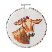 Pioneer Woman Country Cow Cross Stitch Kit Needle Embroidery Hoop Thread Fabric