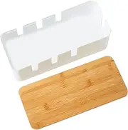 Cable Box Organizer | Cable Storage Box - Wooden Cover Cord Case for Surge Protection for Home Kitchen Media Center Living Room Workstation Computer Desk