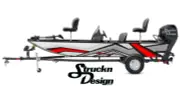 Red Grey Zig-Zag Style Lines Tech Design Wrap Fishing Bass Boat Vinyl Decal USA