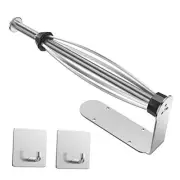 Paper Towel Holder Under Cabinet + Towel Robe Hooks, Single Hand Silver
