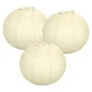 3Pcs Decorative Hanging Round Paper Lanterns 35cm/14", Beige