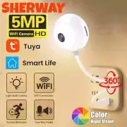 Tuya Indoor USB Light Bulb WiFi Camera 2K 5MP Mini Wireless Security IP Camera