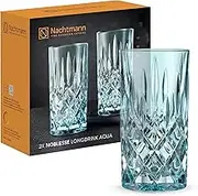 Nachtmann Noblesse Long Drink Glass, Aqua – Elegant Crystal Barware for Cocktails & Beverages – Tall Design Maintains Effervescence & Holds Ice – 395 ml Capacity (Pack of 2)