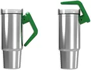 30 oz Tumbler with Handle Travel Mug Straw Covers Cup with Lid Insulated Quencher Stainless Steel Water Iced Tea Coffee Gift Cream (Silver&Green)
