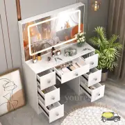 Dressing Table Vanity Desk With Large Full Mirror 7 Drawers Makeup Table Dresser
