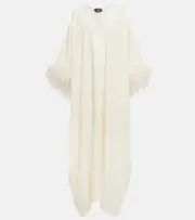 [Taller Marmo] Taller Marmo Gala feather-trimmed kaftan One Size white