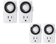 Energy-Saving 4-Pack Indoor Mini Mechanical Outlet Timer - 24-Hour Prog. - L4.53