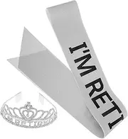 [HORIALENCE] 1 Set Retirement Crown Tiara And Crown For Women Decoration Retirement Tiara And Sash Retirement Gathering Sash Women Crown And Sash