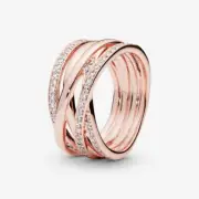 *BRAND NEW* Pandora Rose Gold Plated Sparkling & Polished Lines Ring 180919CZ