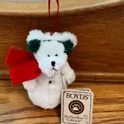 Christmas Boyds Bears 4 Inch Snowman Plush Ornament "Muffkins" Softest Fur T5