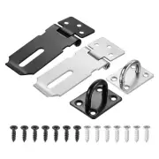 3 Inch Padlock Latch, Stainless Steel Barn Door Security Hasp Lock, Black Silver