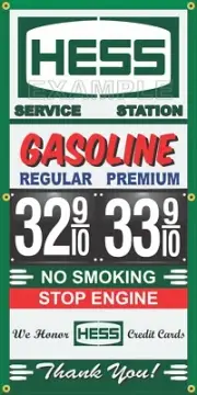 HESS GAS STATION PRICE PER GALLON VINTAGE OLD SIGN REMAKE BANNER SIGN ART