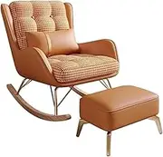 CADYNN Living Room Rocking Chair,Modern Soft Sleeper Armchair,Rocking Chair with Foot Stool,Bedroom Living Room Reading Chair(Orange B)