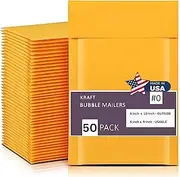 IPACKNOW Kraft Bubble Mailers 6x10 Inch 50 Pack, Waterproof Cushioned Mailers, Padded Envelopes Shipping Bags Packaging for Small Business, Self Seal Bubble Cushioning Envelopes, #0