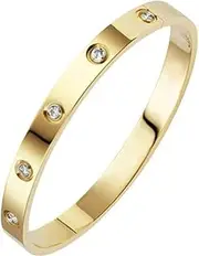 [Jude Jewelers] Classical Plain Stainless Steel Cubic Zircon Filled Bangle Bracelet