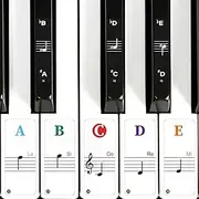 Colorful Keyboard Stickers - Removable Note Labels for 88/61/54/49 Key Piano, Transparent Large Bold Letter Stickers for Beginners